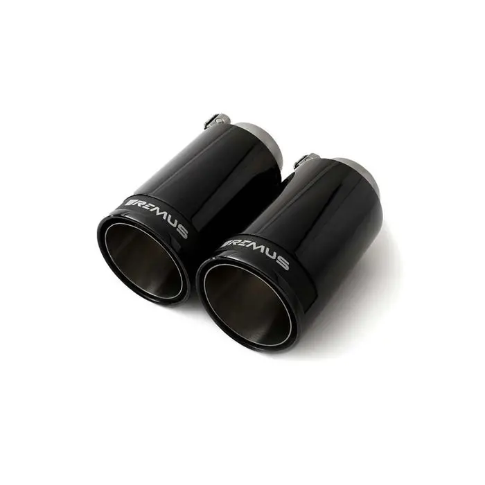 Remus Stainless Steel 98Mm Street Race Black Chrome Exhaust Tips With Carbon Fibre Inserts – Set Of 4 1
