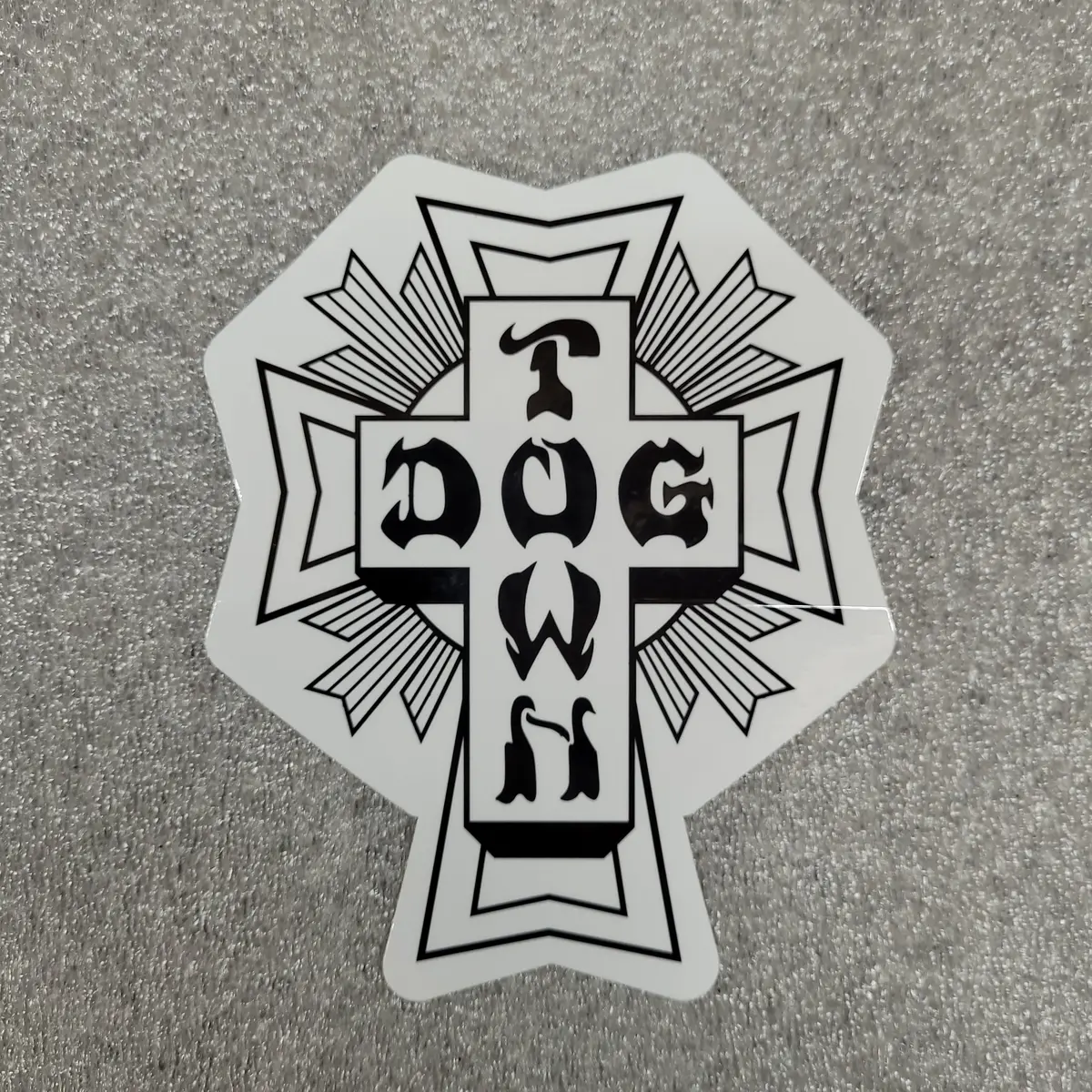 Dogtown Cross Sticker - Black White 5.5" 1