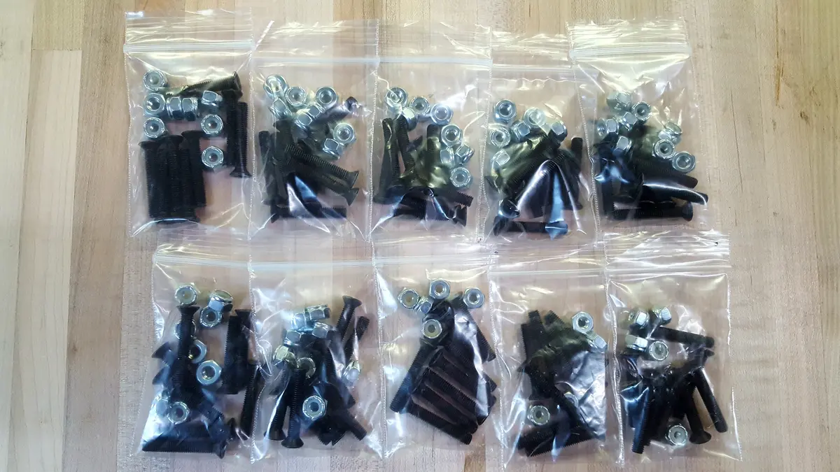 10 Sets Of Skateboard Mounting Hardware Bolts - (Pick Size) 1