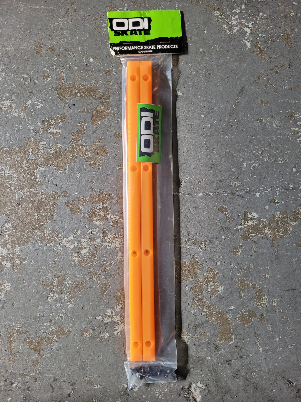 Vintage 80S Odi 4 Hole Skateboard Rails W/Screws 14.25" - Orange 1