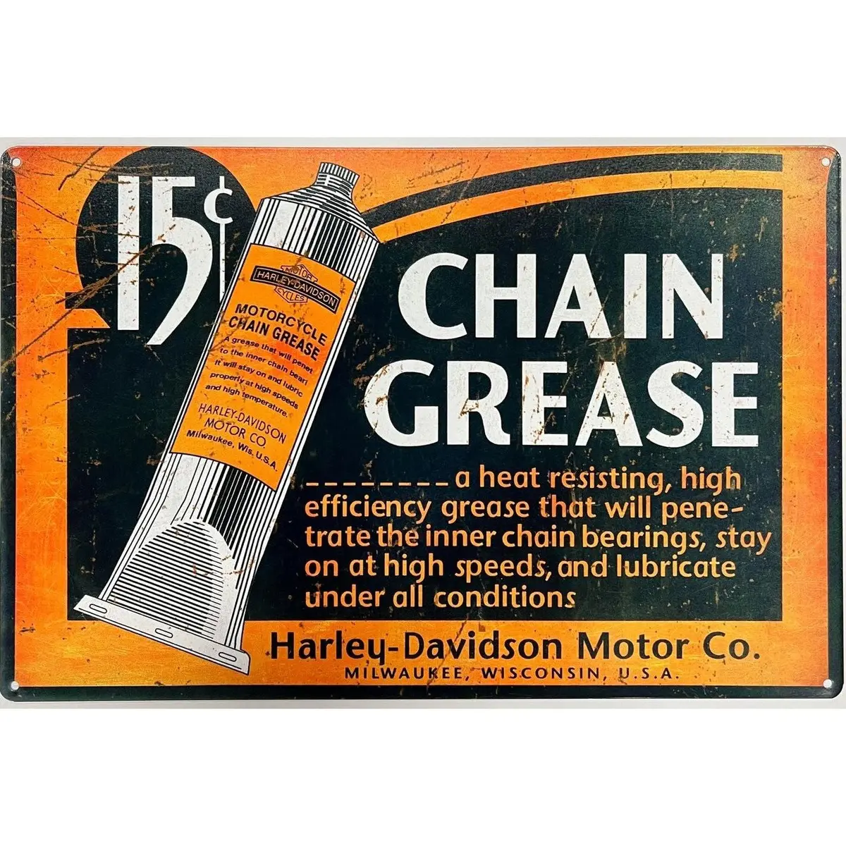 Tin Sign Harley Davidson Chain Grease 1