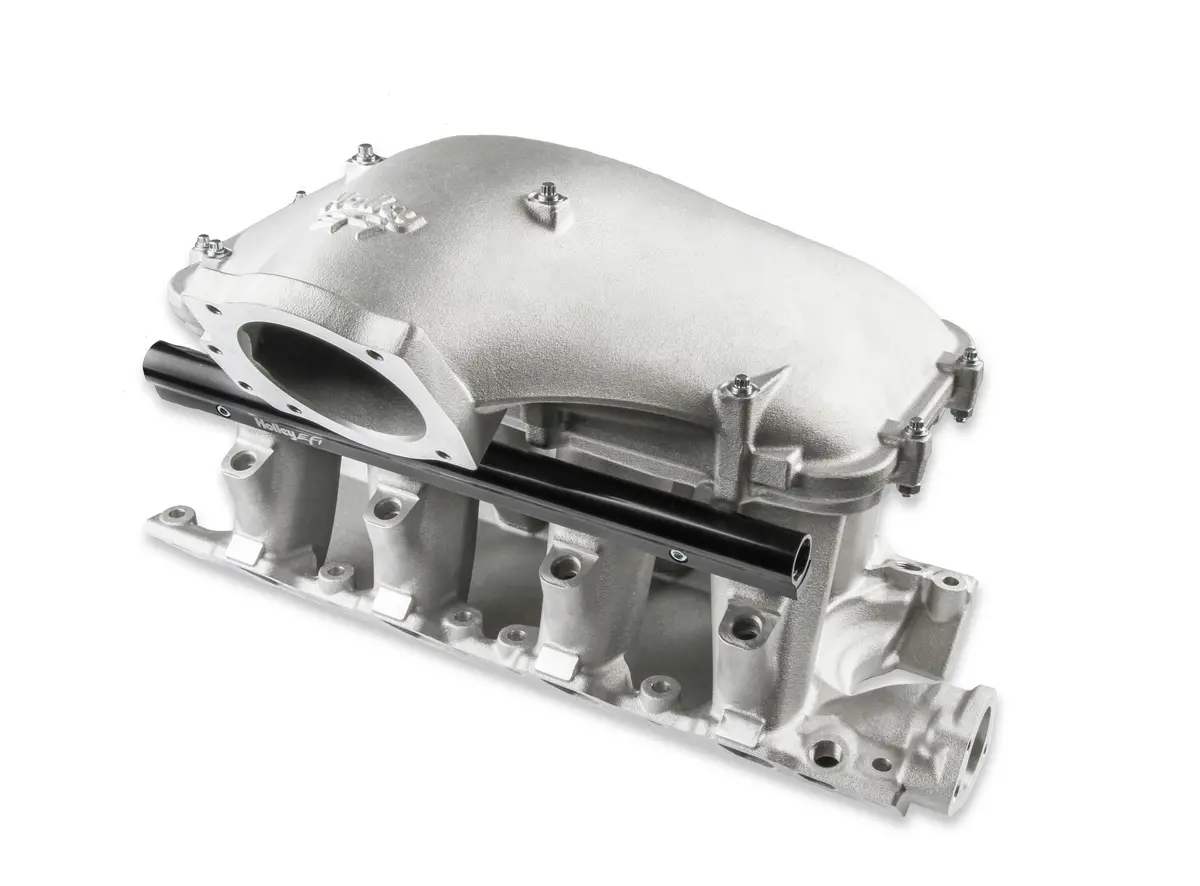 Holley Efi 351W Ford Hi-Ram Efi Manifold With Side Mount Top With 105Mm 1986-95 Ford 5.0 Throttle Body Flange Side Mount Top 1