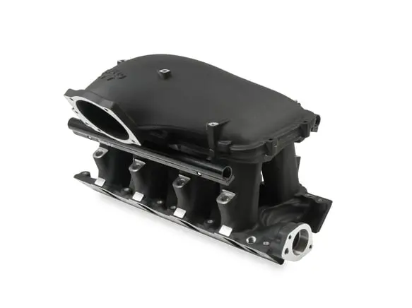 Holley Efi 8.2 Deck Sbf Ford Hi-Ram Efi Manifold With Side Mount Top-Black  With 105Mm 1986-95 Ford 5.0 Throttle Body Flange 1