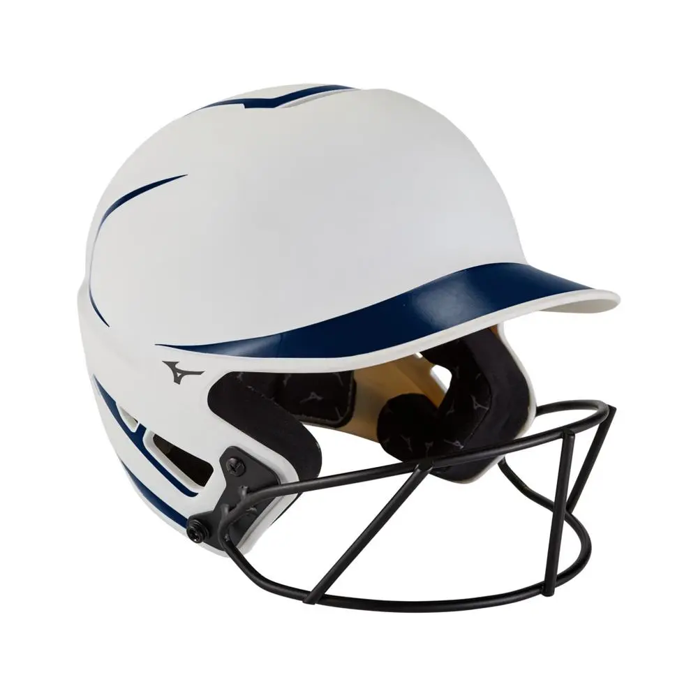 Mizuno F6 Fastpitch Batting Helmet - White/Navy 1