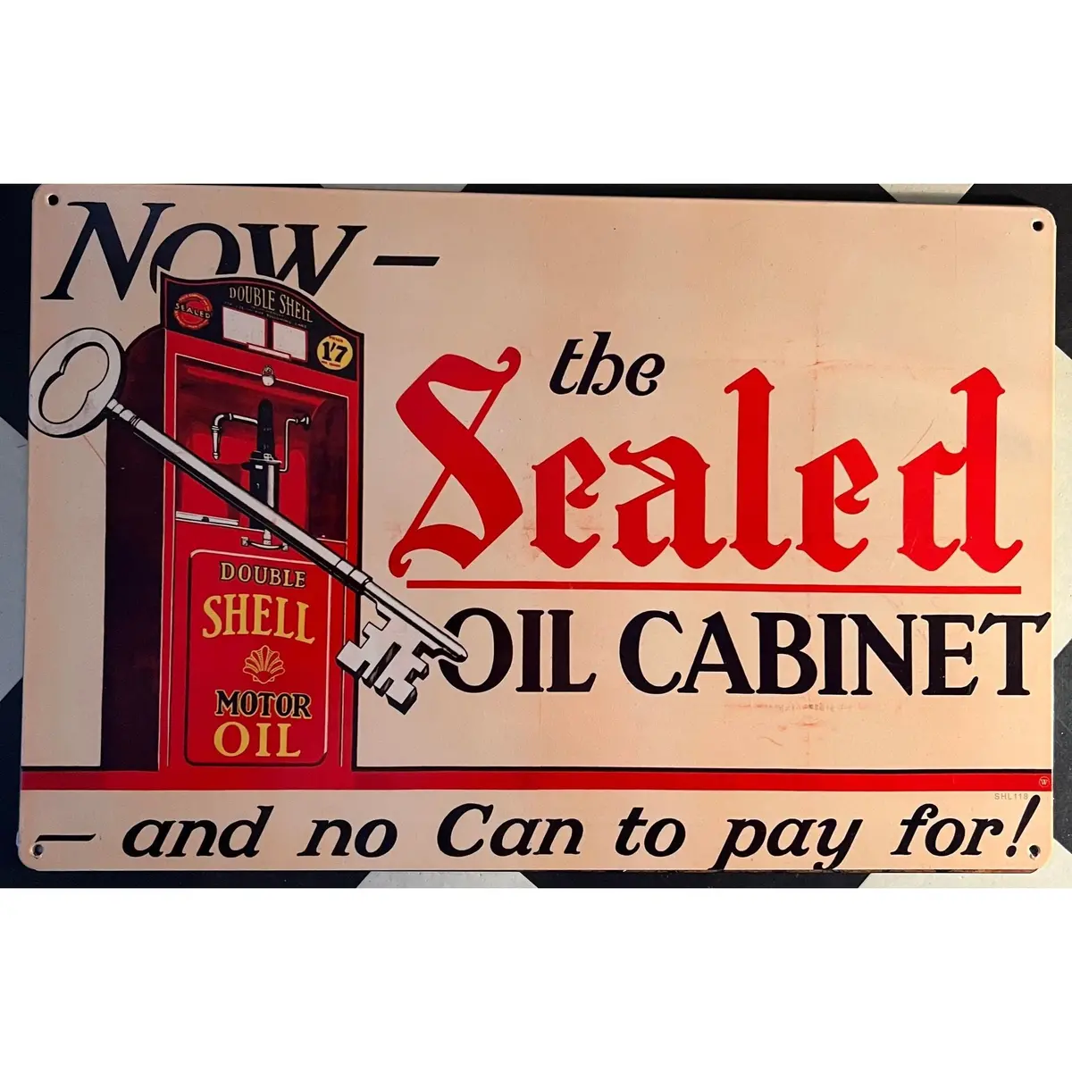 Retro Tin Sign Shell Oil Cabinet 1