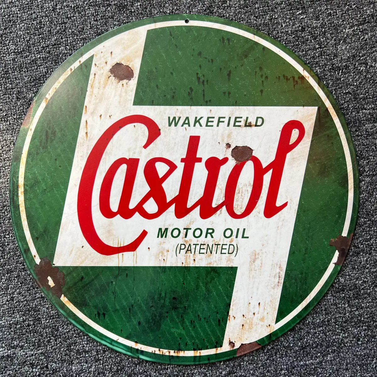 Retro Tin Sign Castrol Motor Oil Green 1