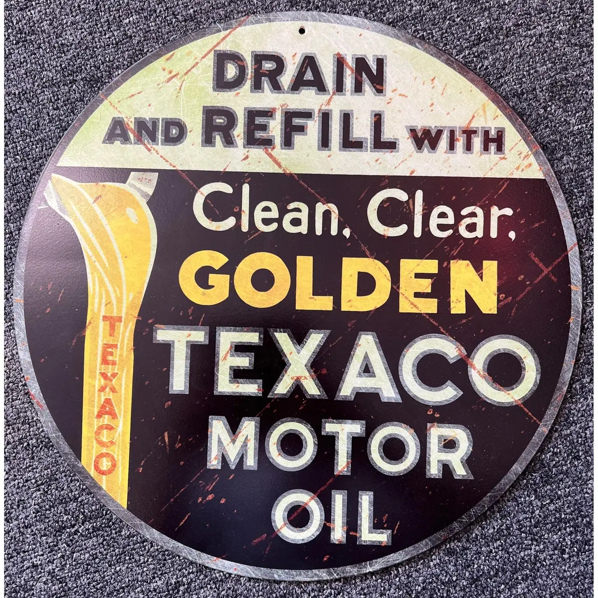 Retro Tin Sign Castrol Golden Texaco Oil 1