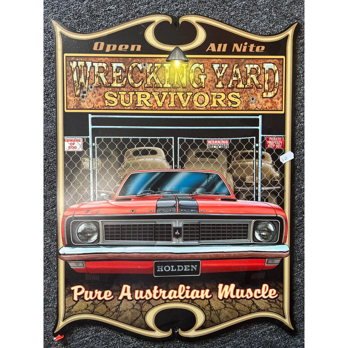 Retro Tin Sign Wrecking Yard Holden 1
