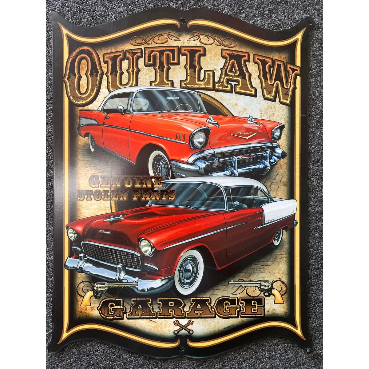 Retro Tin Sign Outlaw Garage 1