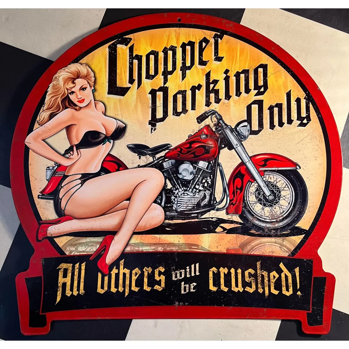 Retro Tin Sign Chopper Parking Only 1