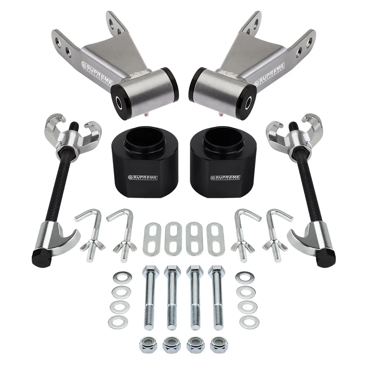 1984-2001 Jeep Cherokee Xj 2Wd 4Wd Front Lift Spacers With 2" Rear Lift Shackles Including Spring Compressor Tool 1