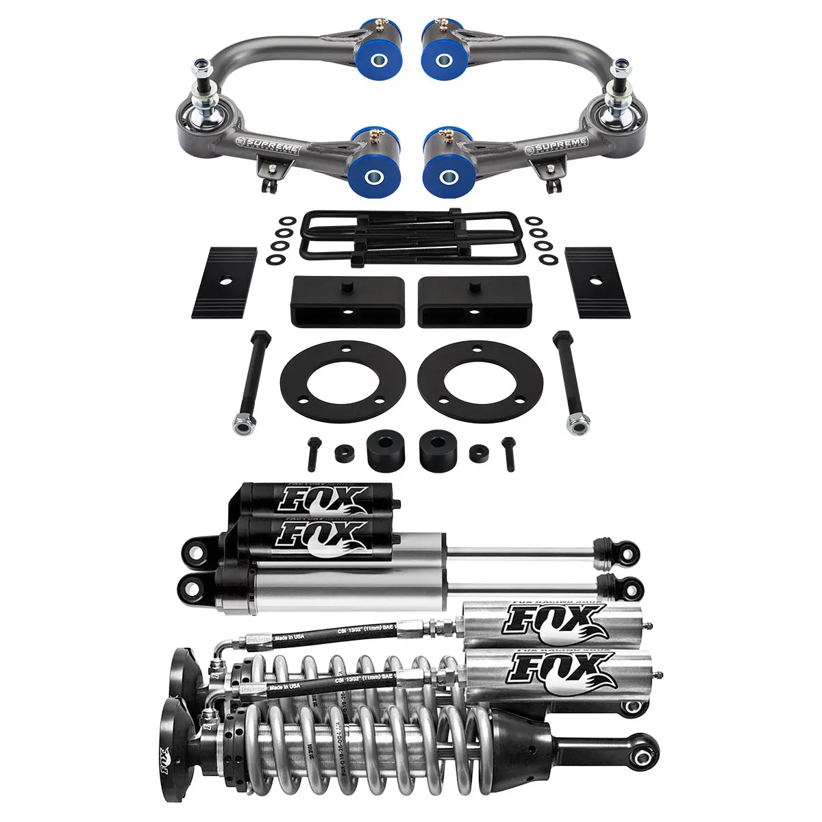 3.5" Front + 1.5" Rear Lift Kit 2005-2019 Toyota Tacoma Uca + Fox Reservoir Coilovers + Shocks 1