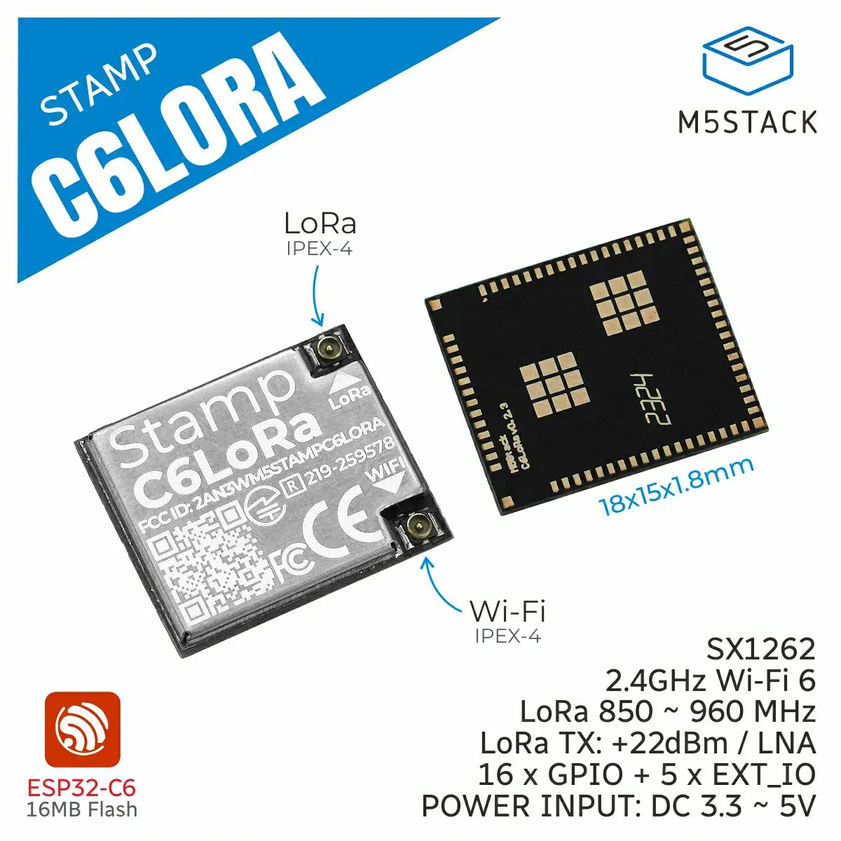 M5stamp C6lora Module (Esp32-C6, Sx1262) 2