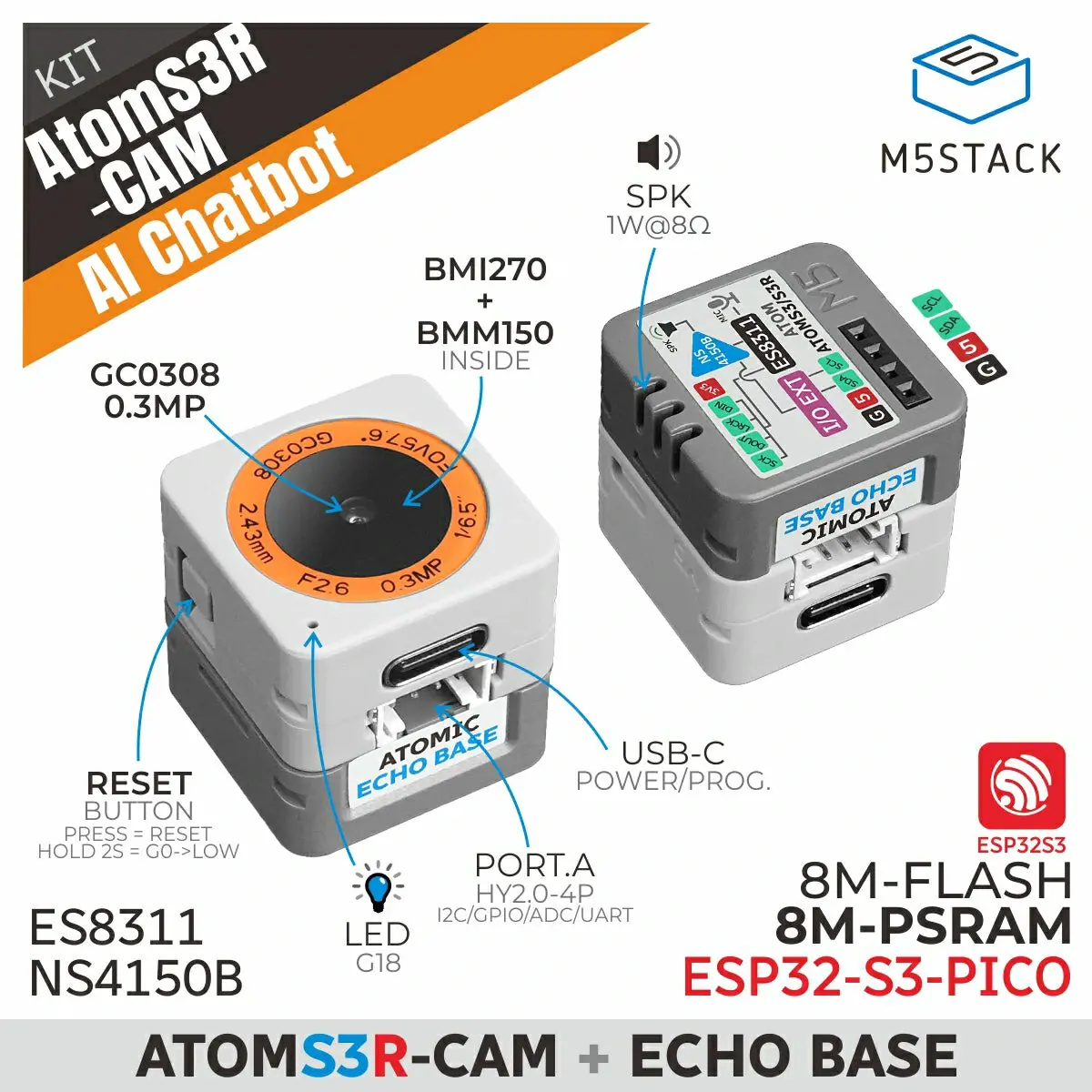 Atoms3r-Cam Ai Chatbot Kit (8Mb Psram) 2