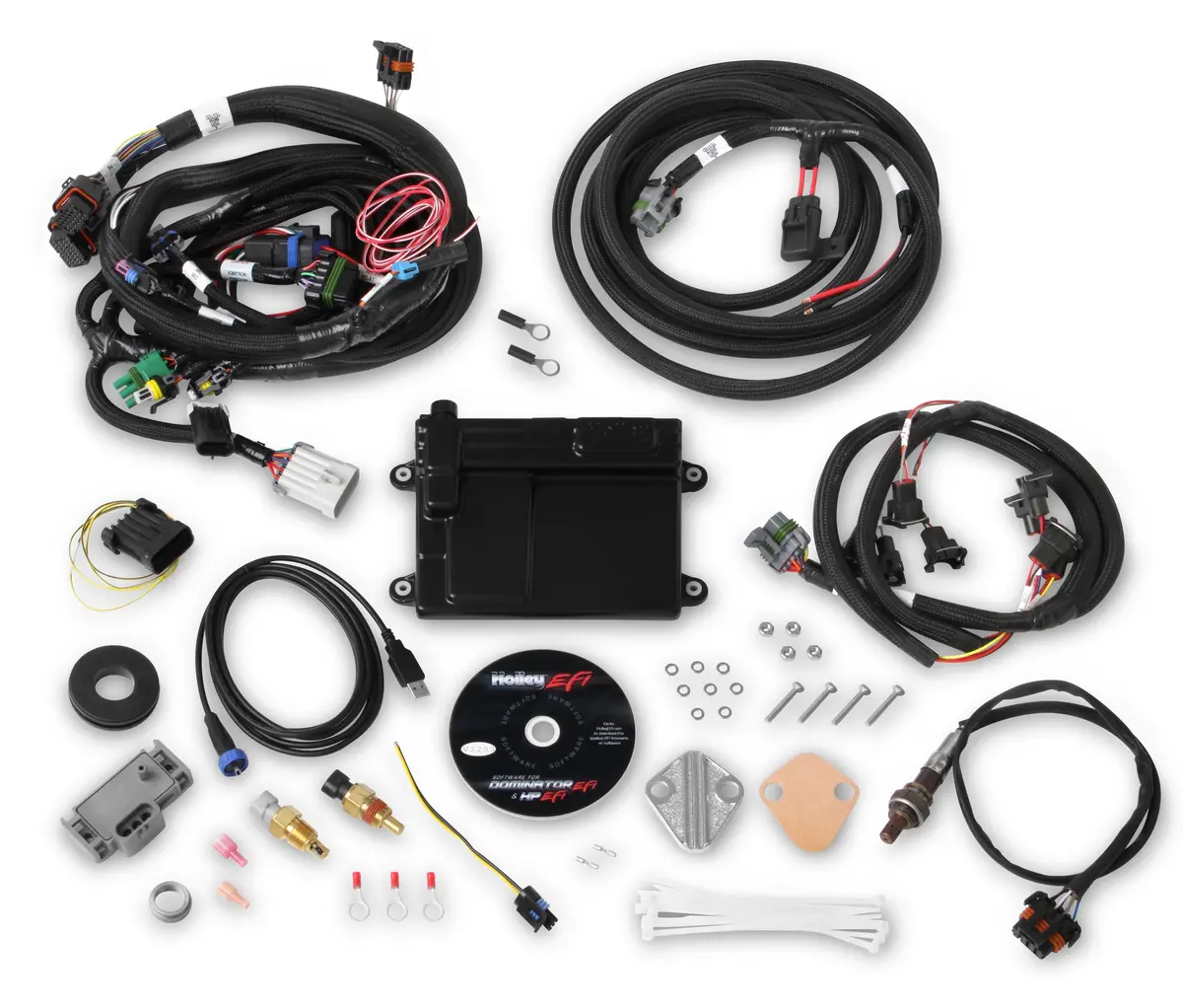 Holley Hp Efi Ecu & Harness Kits Universal Ford V8 Multi-Point Fuel Injection, Includes Ntk Oxygen Sensor, And Ford V8 Injector Harness. 1