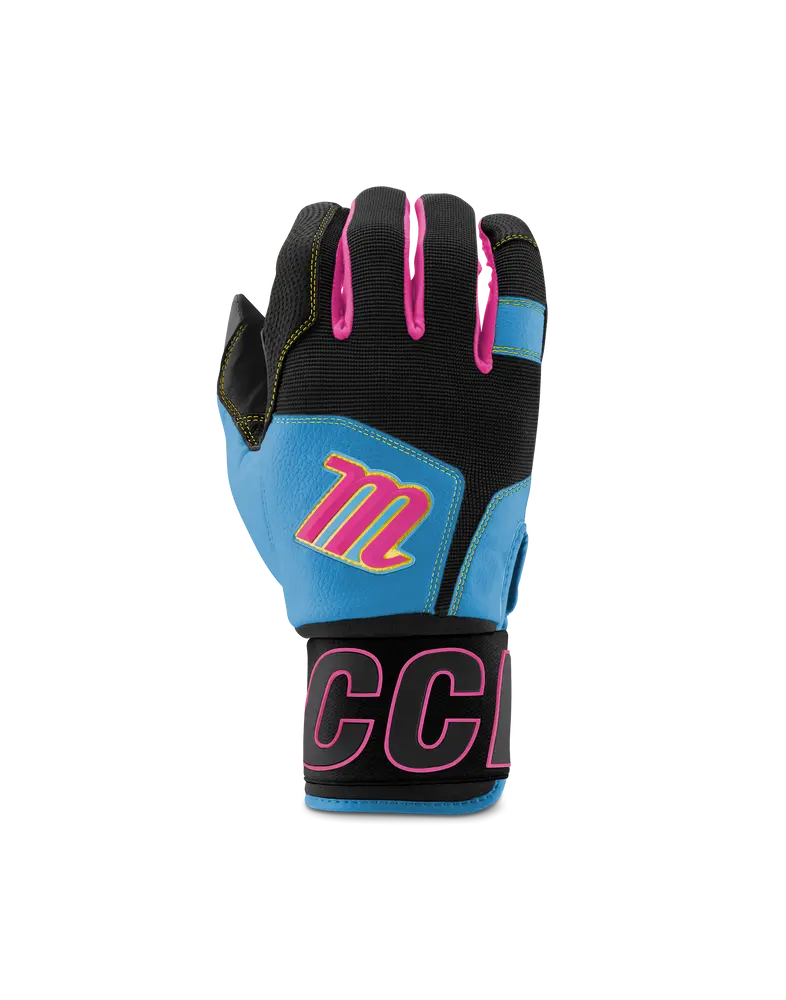 Marucci Blacksmith Full Wrap Adult Batting Gloves - Blue/Pink 1