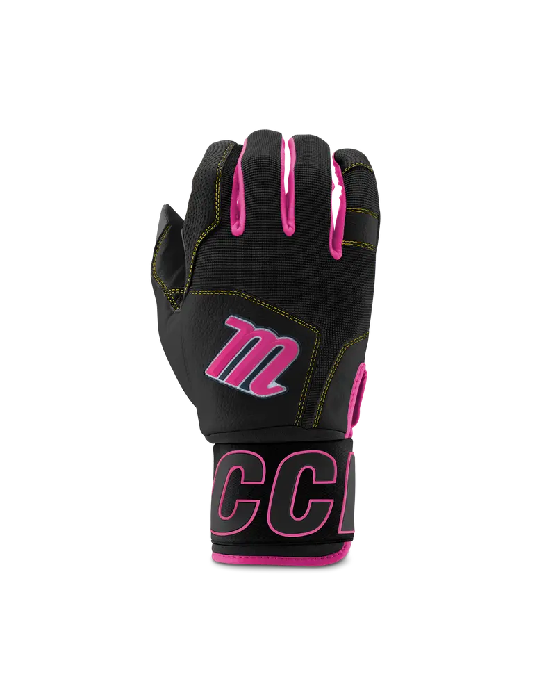 Marucci Blacksmith Full Wrap Adult Batting Gloves - Pink/Black 1