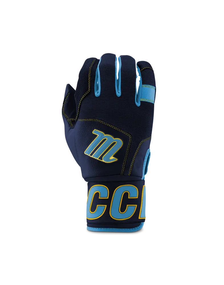 Marucci Blacksmith Full Wrap Adult Batting Gloves - Navy/Baby Blue 1