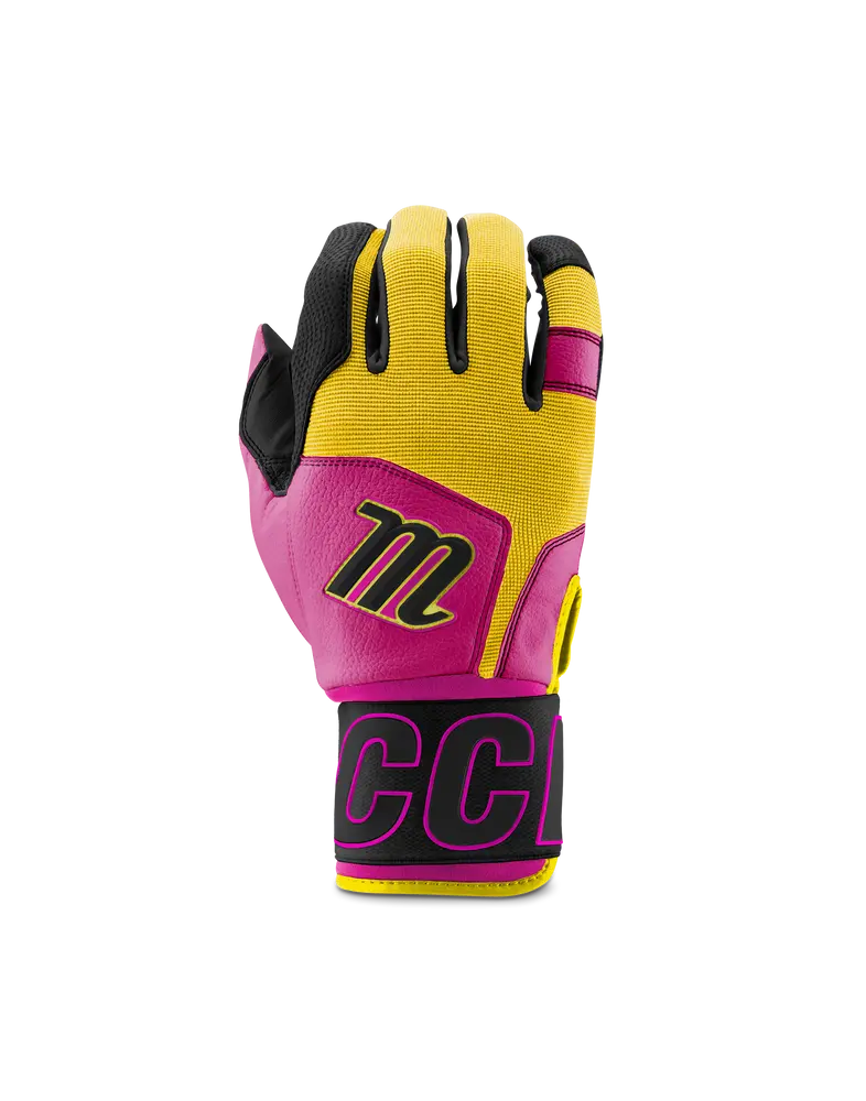 Marucci Blacksmith Full Wrap Adult Batting Gloves - Blue/Yellow 1