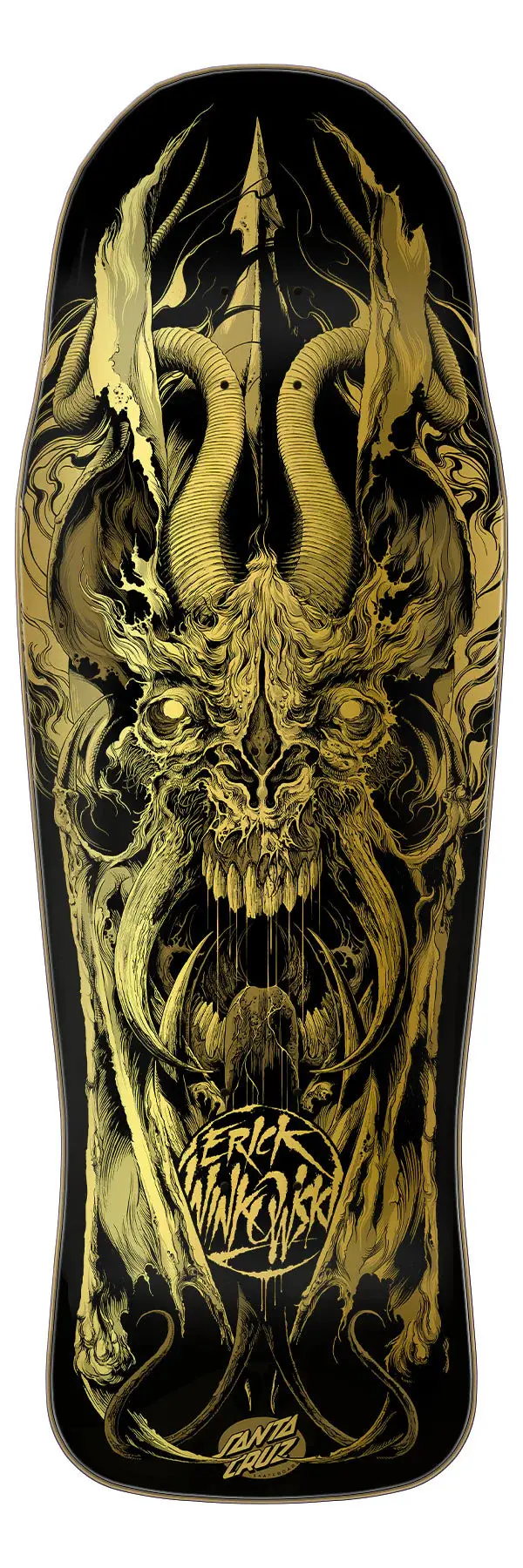 Winkowski Primeval Gold Santa Cruz Shaped Skateboard Deck 1