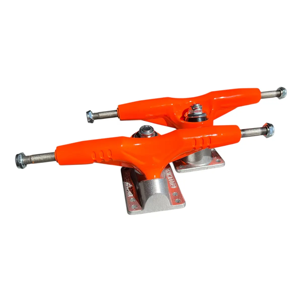 Orange Gullwing Pro 9” Skateboard Trucks With Silver Plates 1