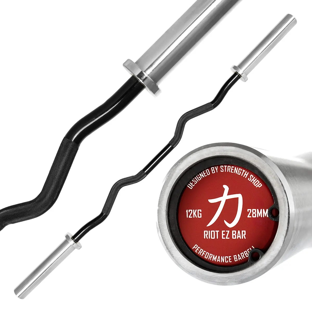 Riot Ez Curl Bar, 12Kg - Black Shaft 1