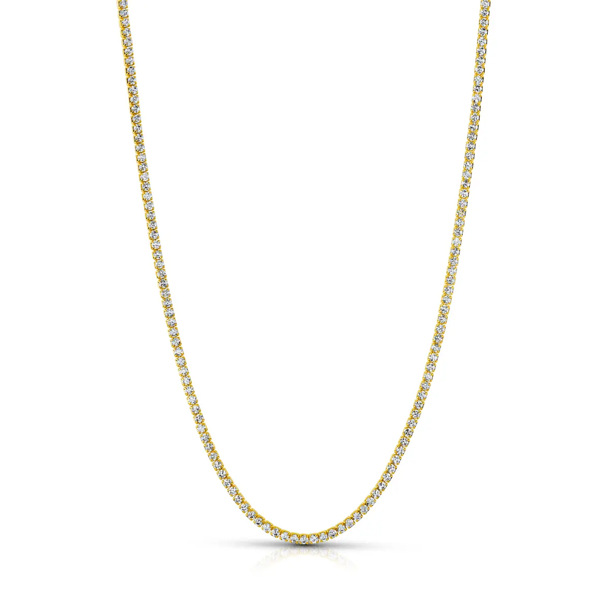 3Mm Tennis Necklace, Gold Br 1