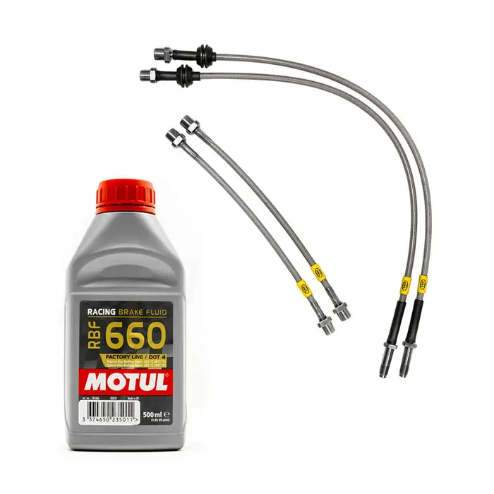 Bmw F87 M2 Inc Competition Hel Stainless Steel Front & Rear Braided Brake Lines & Motul Rbf 660 Brake Fluid Kit 1