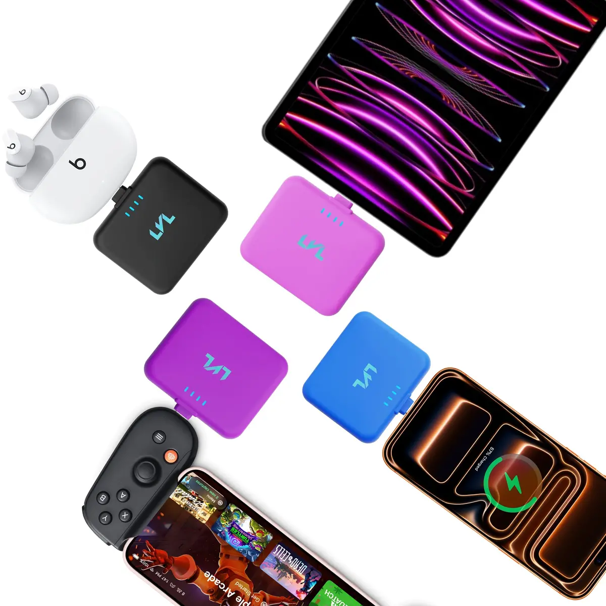 Lvl Spark Charger - 4 Pack - Midnight Black / Royal Blue / Deep Purple / Hot Pink 1