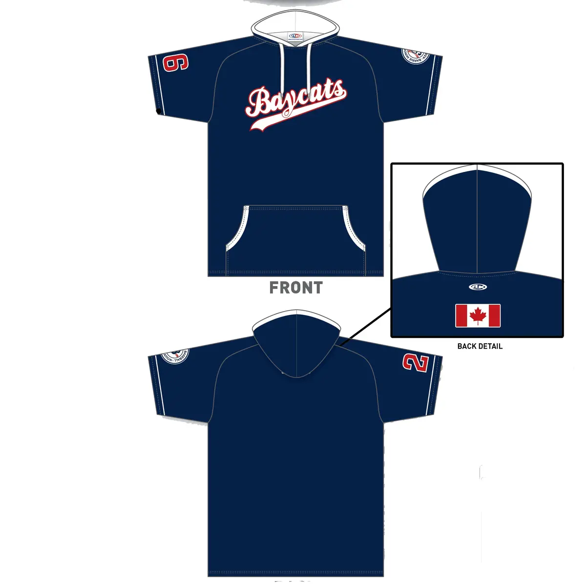 Barrie Baycats Athletic Knit Sublimated Hoodie - Short Sleeve 1