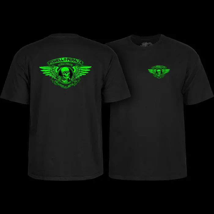 Powell Peralta Winged Ripper T-Shirt Green Blacklight Black 1