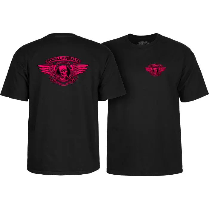 Powell Peralta Winged Ripper T-Shirt Pink Blacklight Black 1