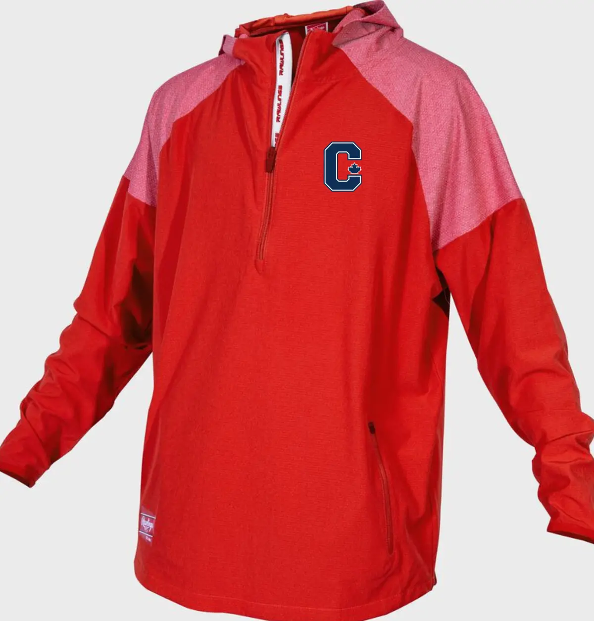 Rawlings Colorsync Caledon Nationals Long Sleeve Cage Jacket (Red)  | Embroidered Logo And Number 1