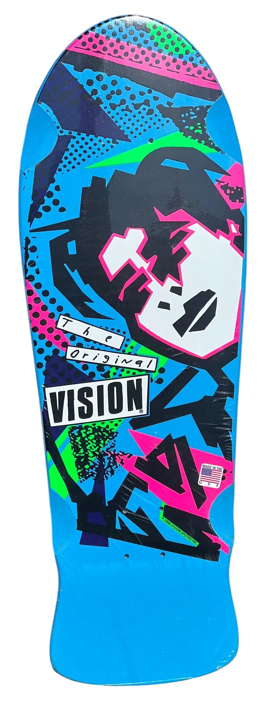 Vision Gonz Reissue Skateboard Deck - Blue Dip / Pink Eyes 1