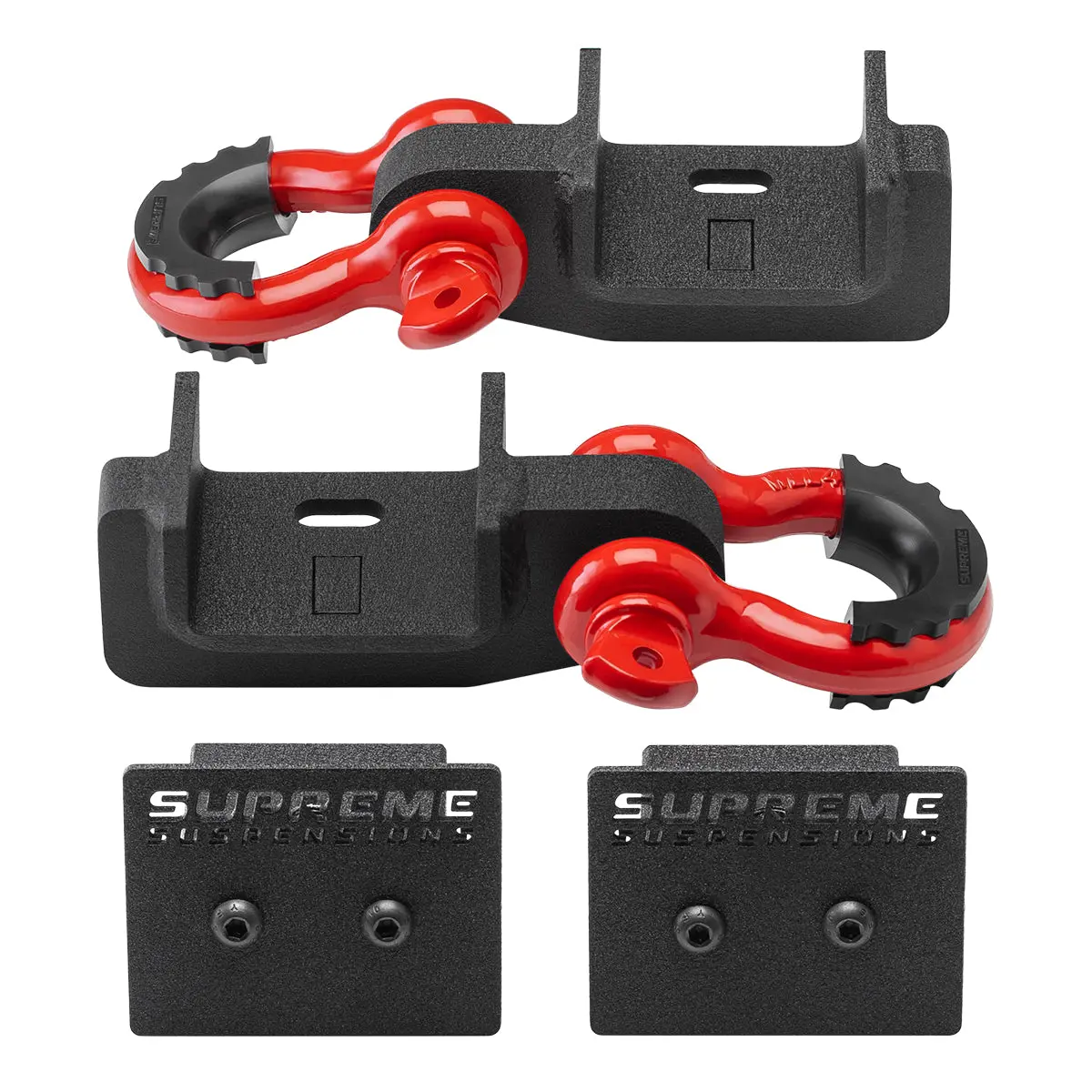 2005-2023 Toyota Tacoma Shackle Mount Recovery Brackets With Frame Reinforcement Caps And 2X D Ring Shackles 2