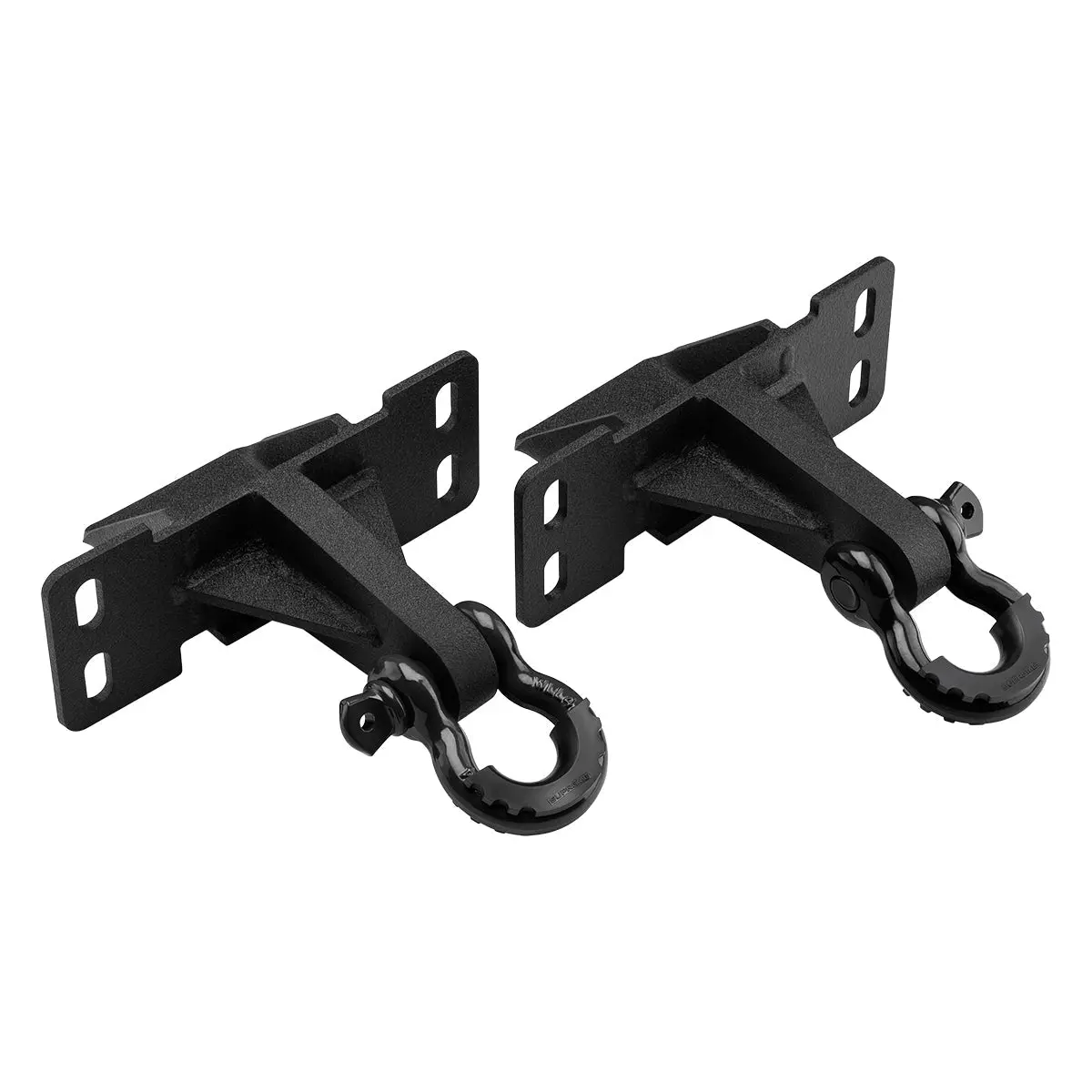 2017-2019 Ford F-450 Super Duty Front Shackle Mount Recovery Brackets With 3/4" D-Ring Shackles Set 1