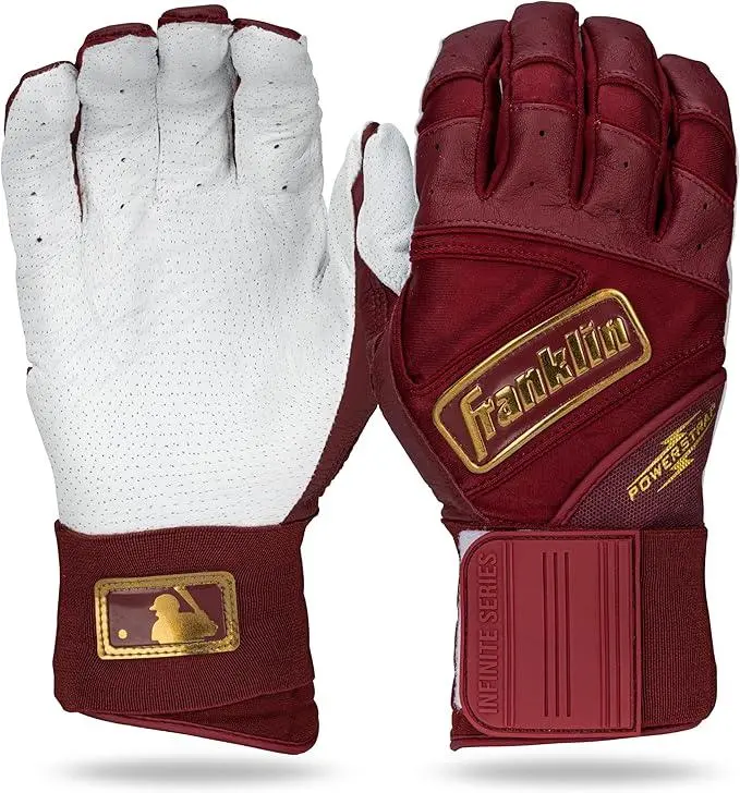 Franklin Powerstrap Infinite Adult Batting Gloves - Burgundy 1