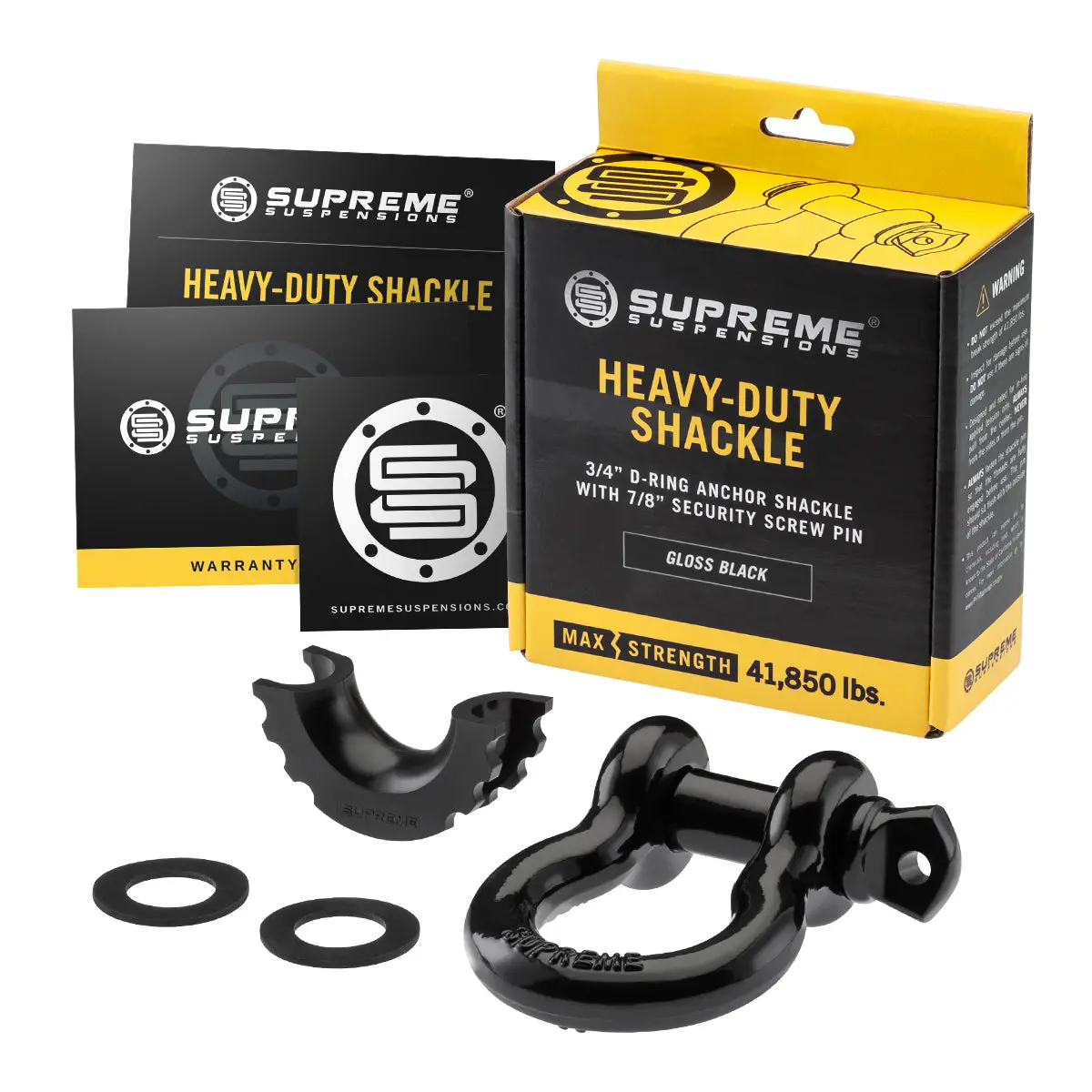 Supreme Suspensions® Heavy Duty 3/4" D Ring Anchor Shackle With 7/8" Security Screw Pin, D-Ring Isolator And Washers 1