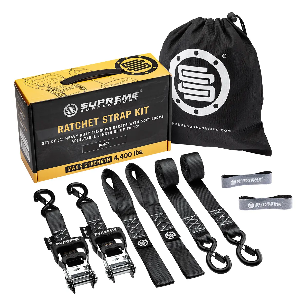 Supreme Suspensions® Ratchet Tie Down Strap Kit - 2Pc 1