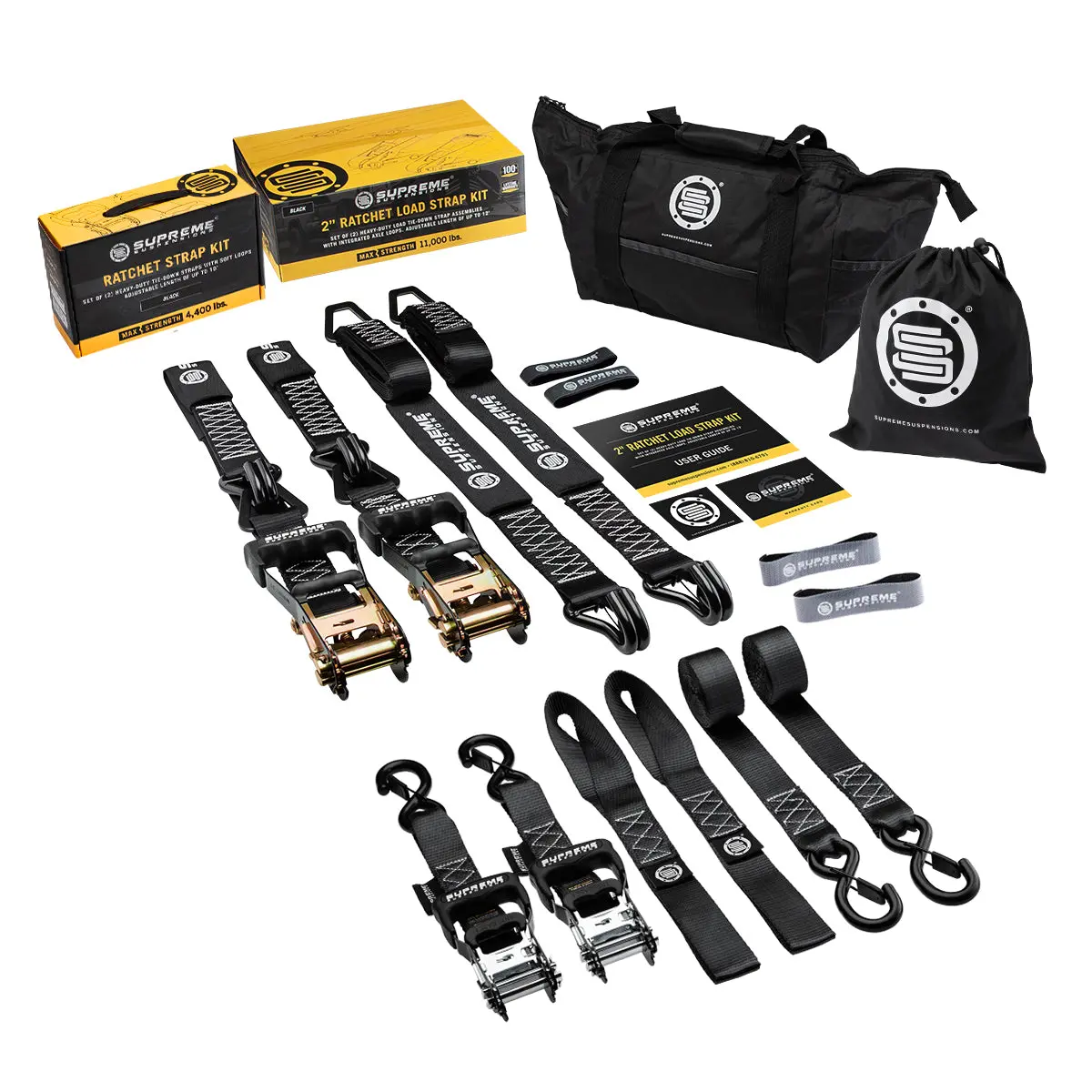 Supreme Suspensions® Heavy-Duty Ratchet Tie-Down And Load Strap Bundle 1