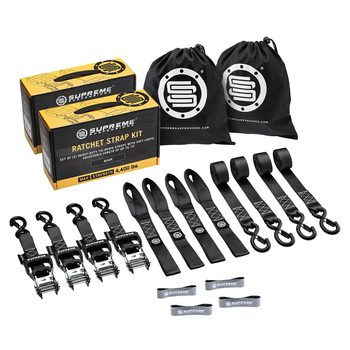Supreme Suspensions® Ratchet Tie Down Strap Kit - 4Pc 1