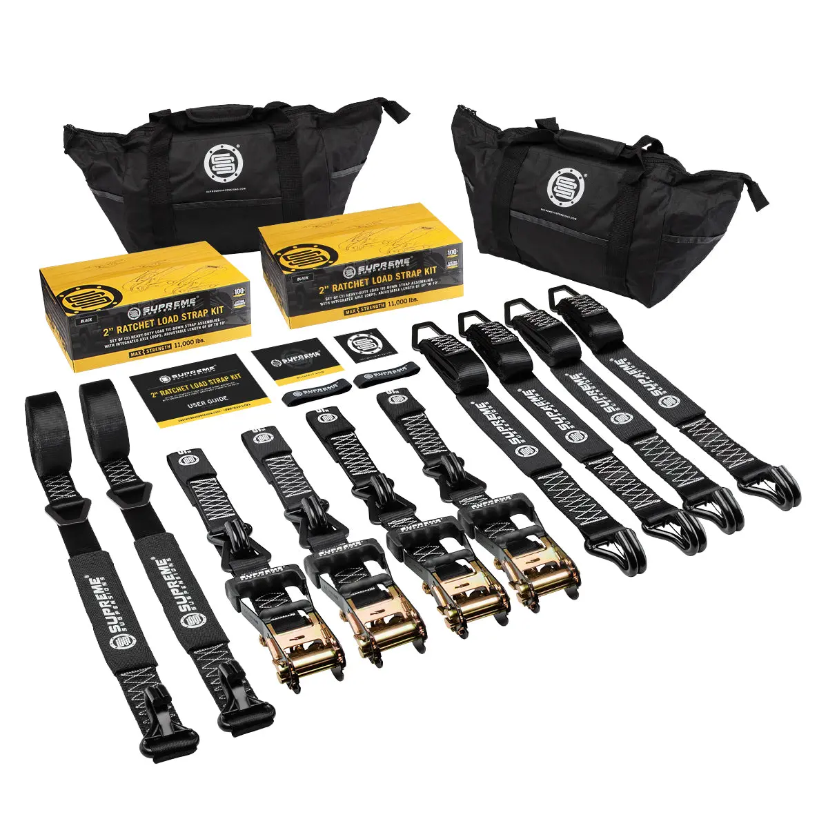 Supreme Suspensions® Heavy-Duty Ratchet Load Strap Kit (4Pc) With 20' Extended Lead (2Pc) 1