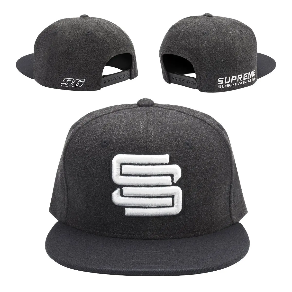 Supreme Suspensions® Gray On Gray Two-Toned Premium Snapback Race Hat 1