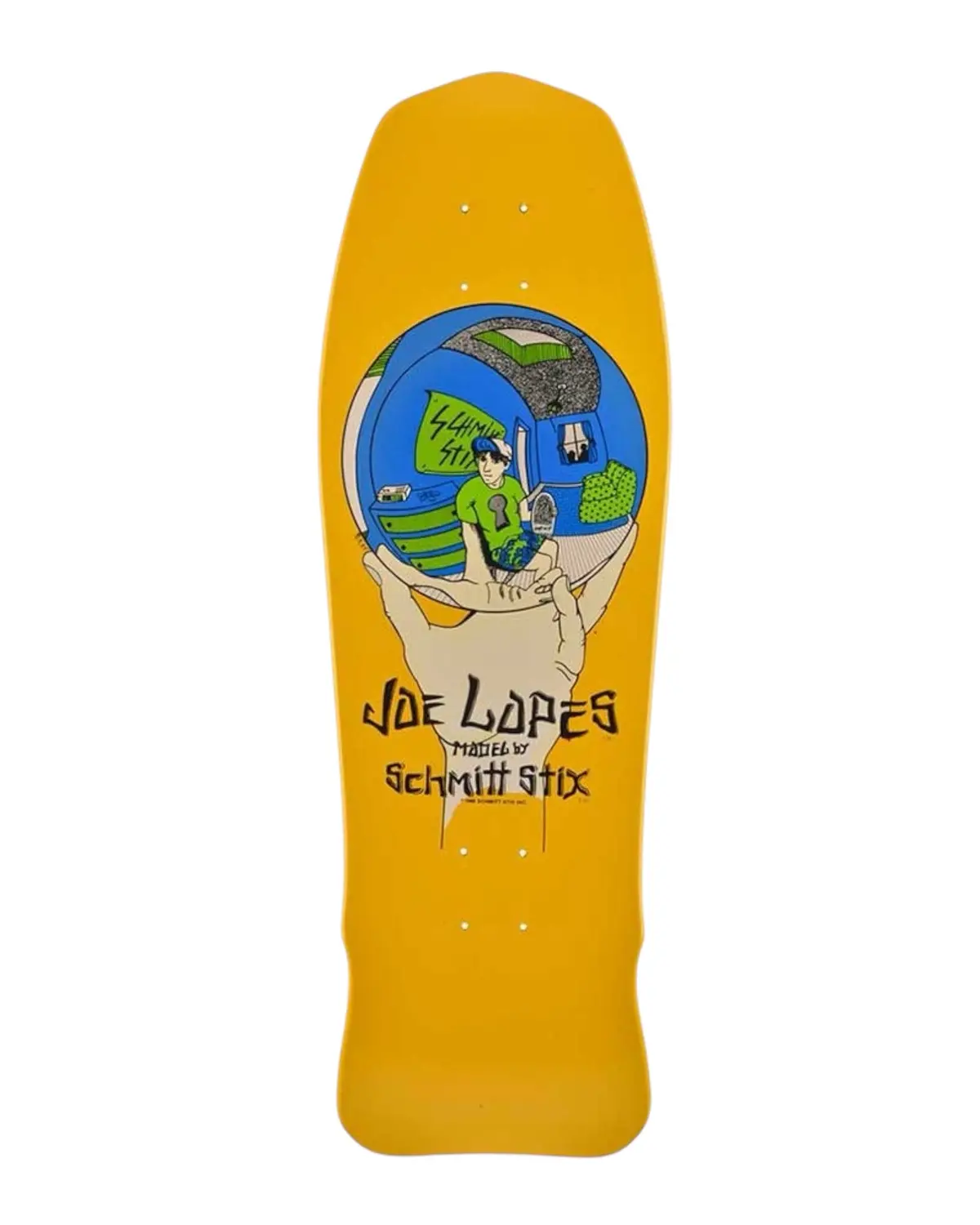 Schmitt Stix Joe Lopes Crystal Ball Reissue Skateboard Deck - Yellow 1