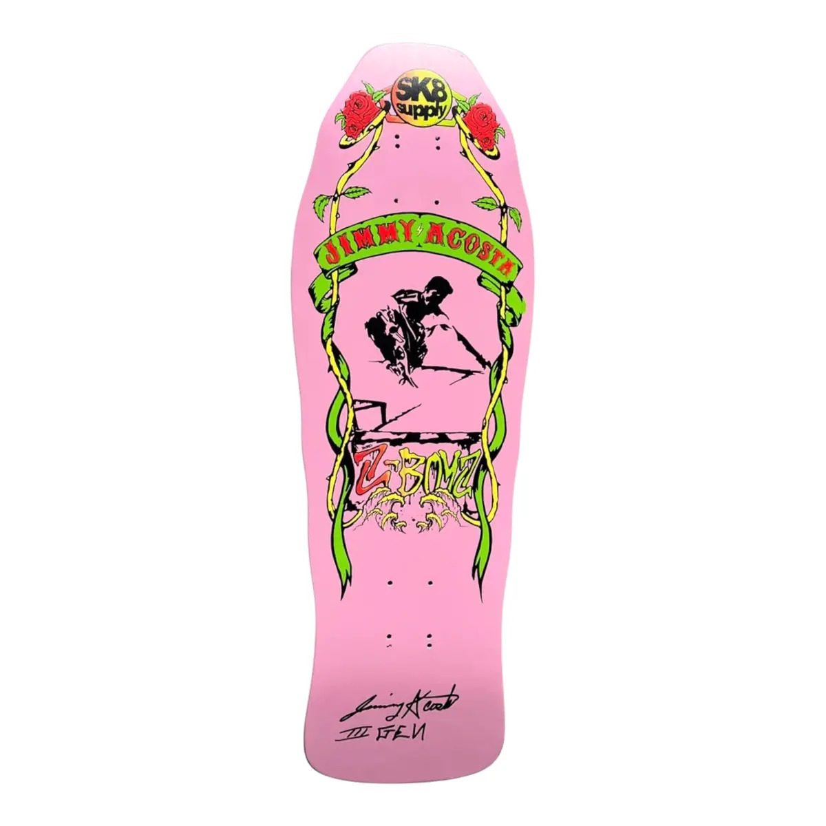 ~New~ Sk8supply Jimmy Acosta Skateboard Deck - Pink 1