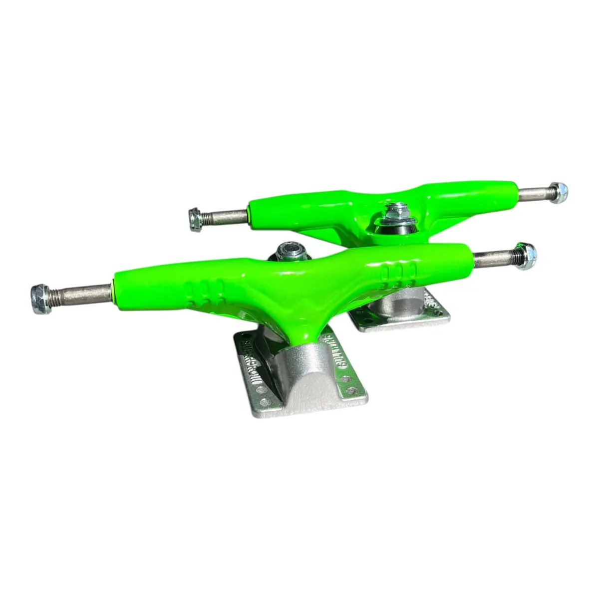 Green Gullwing Pro 9” Skateboard Trucks With Silver Plates 1