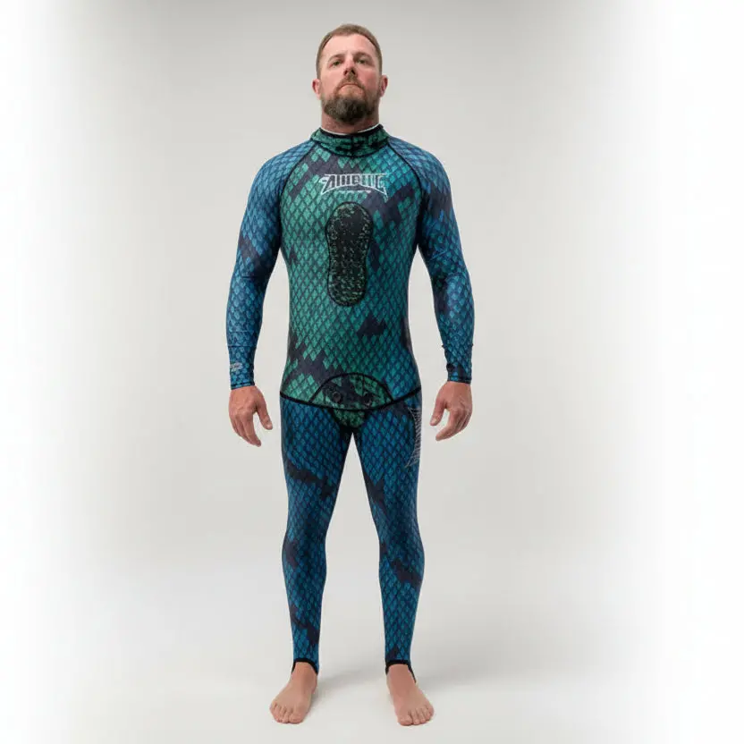 Aimrite Stinger Suit For Spearfishing - Blue/Green Dragonscale 1