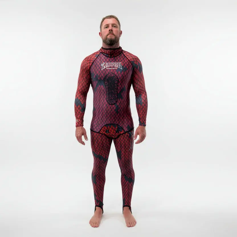 Aimrite Stinger Suit For Spearfishing - Red/Purple Dragonscale 1