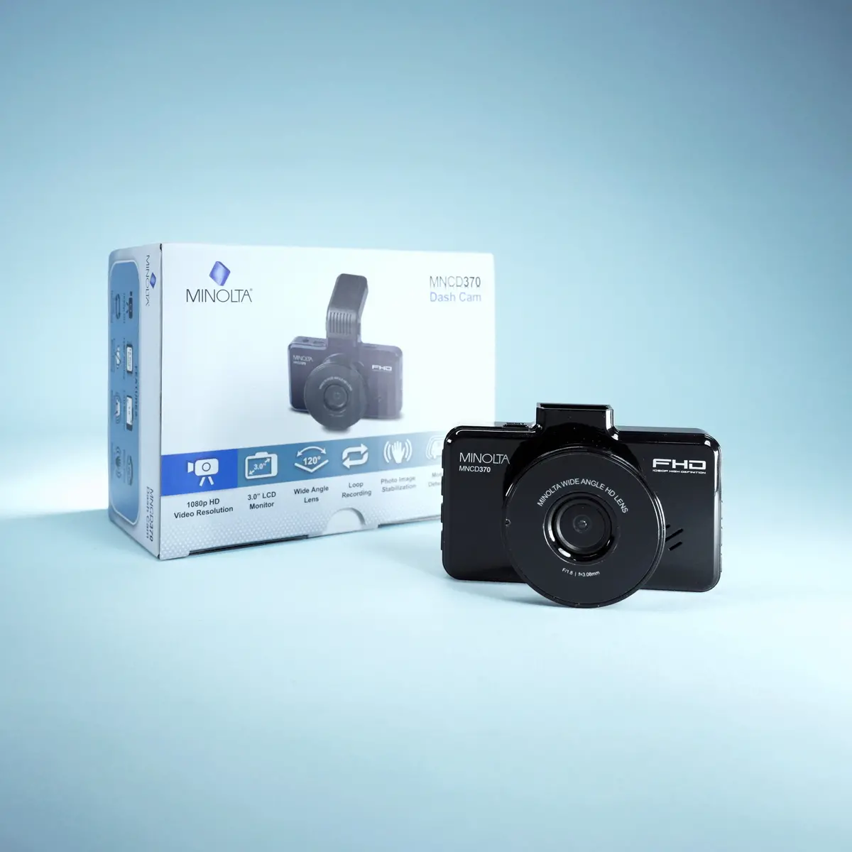 Minolta - Minolta Mncd370 1080P Full Hd Dash Camera W/3.0" Lcd Monitor 1