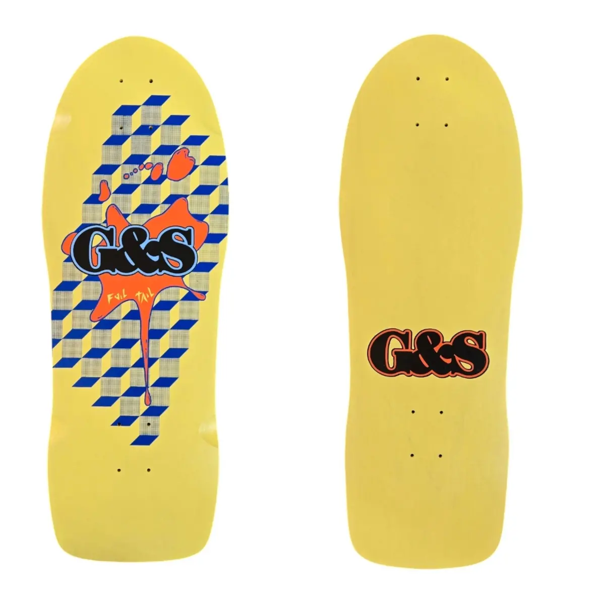 G&S Foiltail Reissue Skateboard - Yellow / Orange Splat 1